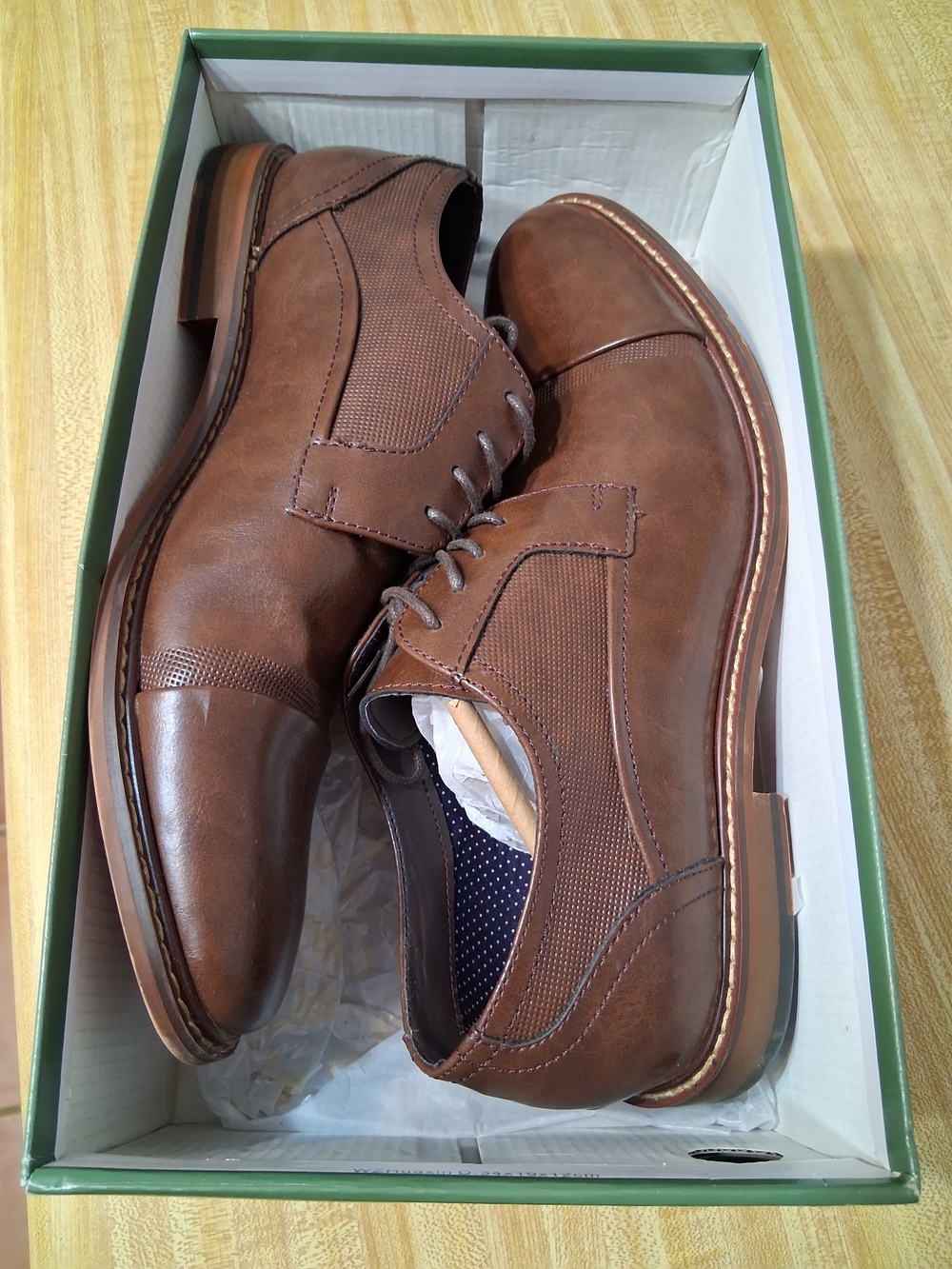 Men's Brown Leather Derby Shoes with Textured Panels